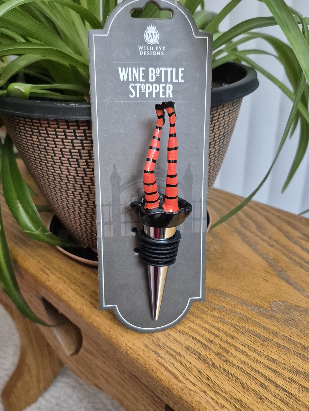 Red Striped Witch Legs Wine Bottle Stopper